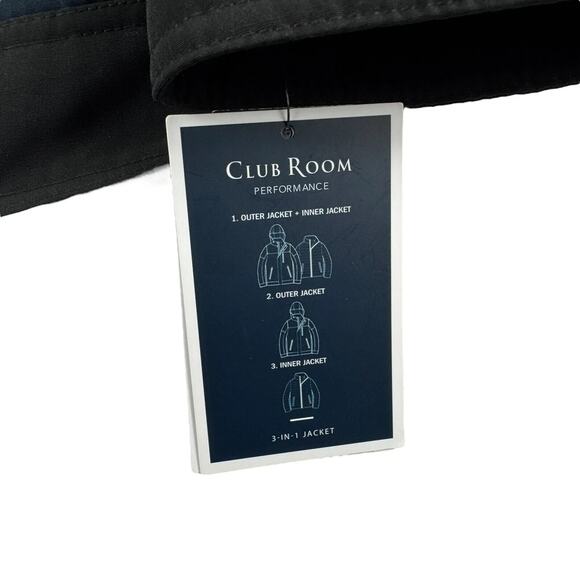 Club Room Mens 3-In-1 Hooded Colorblock Water-Resistant Jacket Navy Blue Large - Picture 4 of 6